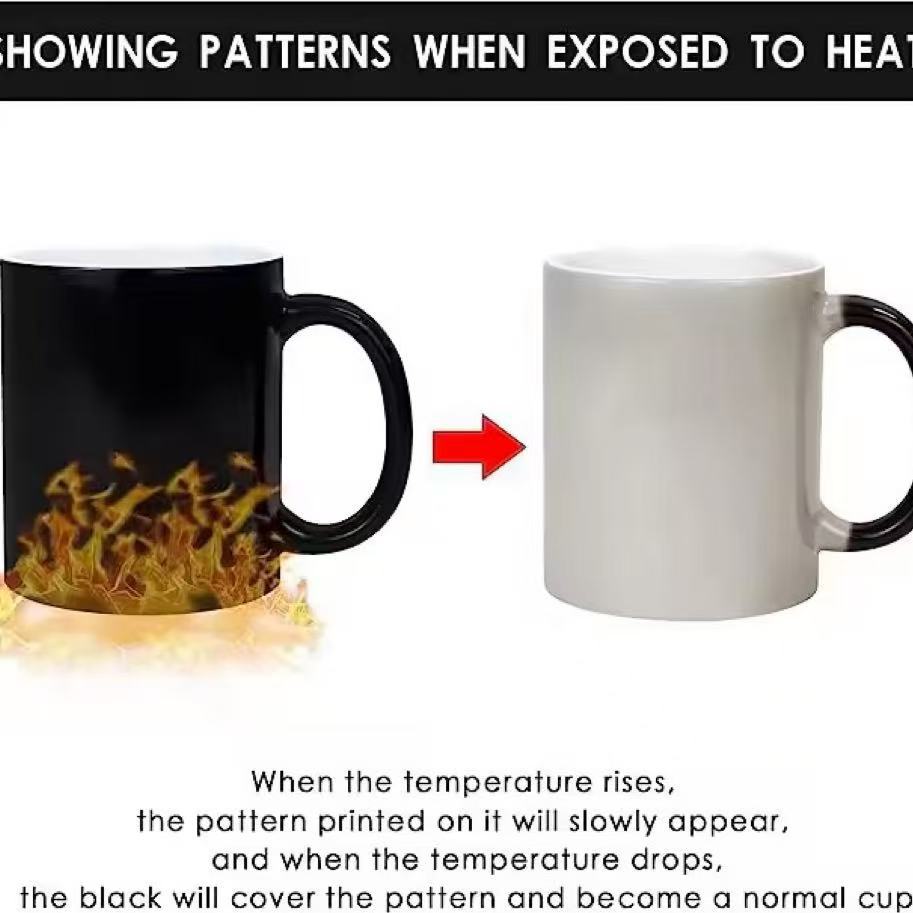 Personalized Heat-Activated Photo Ceramic Mug With Thermo-Chroma Sublimation Wrap And Ergonomic C-Handle