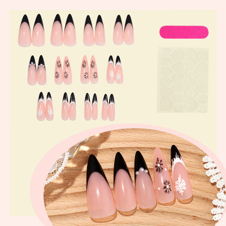 Artificial nail set with stylish winter design Bowlift