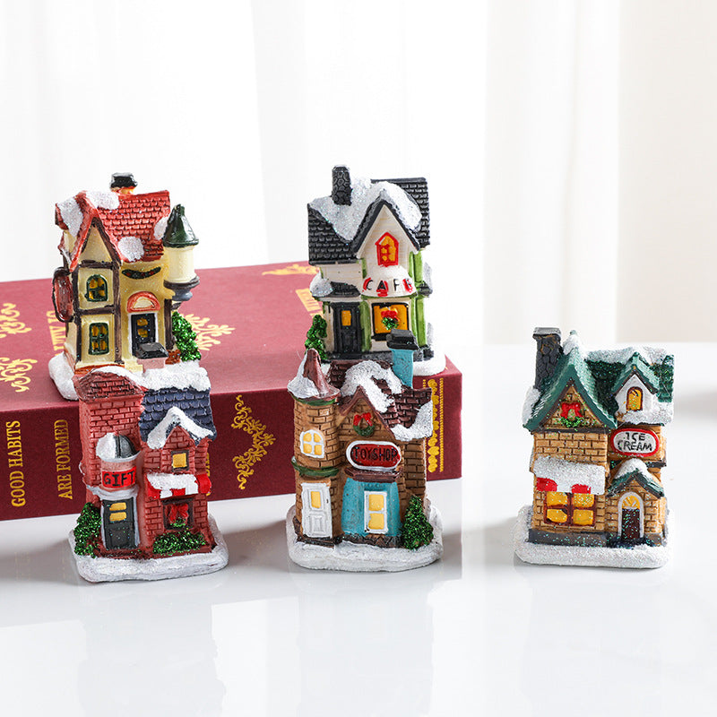 Decorative LED Village House Figurine Bowlift