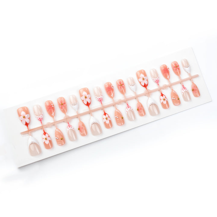 Decorative Floral-Themed Press-On Nails Bowlift