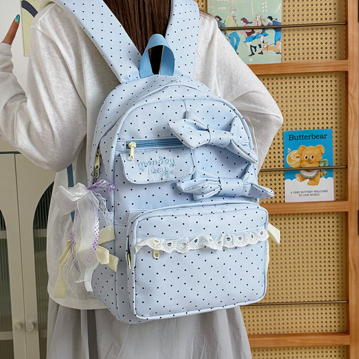 Backpack with Playful Bows and Practical Storage Solutions Bowlift