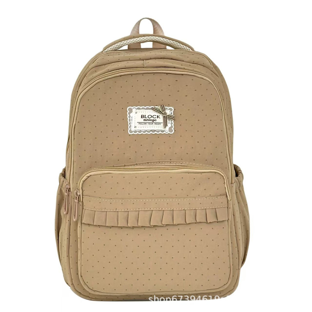 Stylish Polka Dot Ruffled Backpack Bowlift