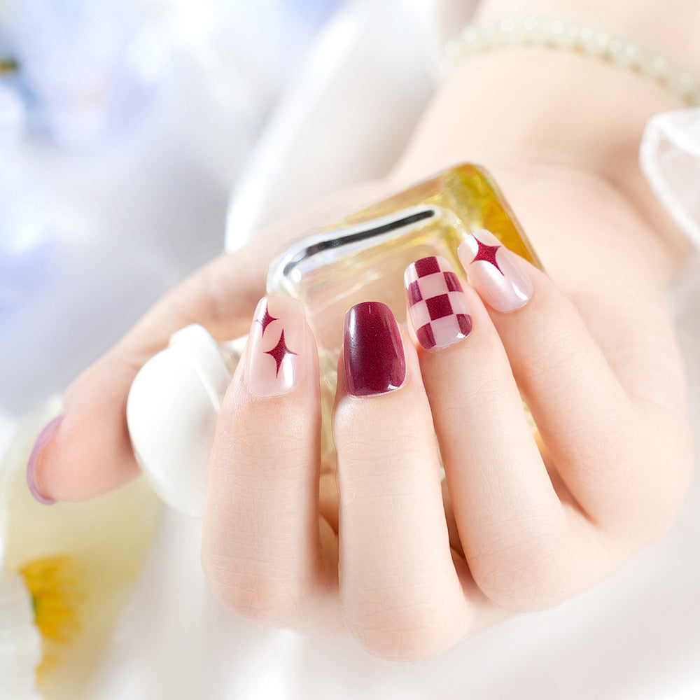 Artistic Press-On Nail Set with Unique Geometric Designs Bowlift