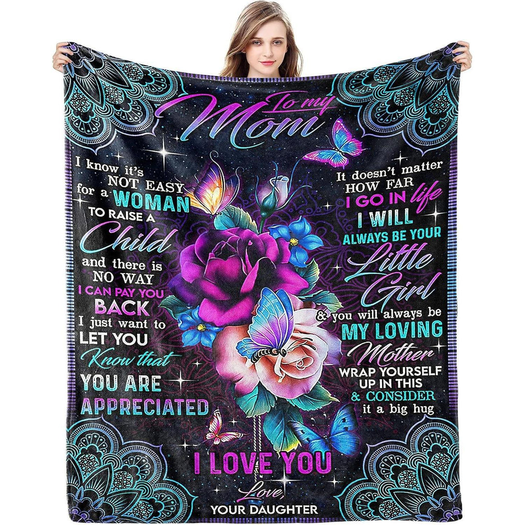 Maternity Keepsake Fleece Blanket With Sunflower And Elephant 'To My Mommy' Printed Message
