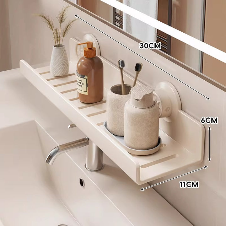 Slim Ventilated Suction-Mounted Bathroom Vanity Shelf
