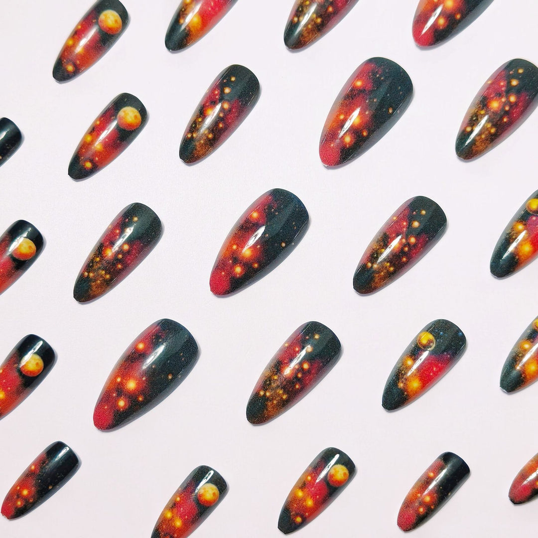 Galactic art nails with 3D planet motif Bowlift