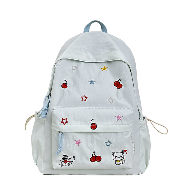 Playful Character Embroidered School Backpack Bowlift
