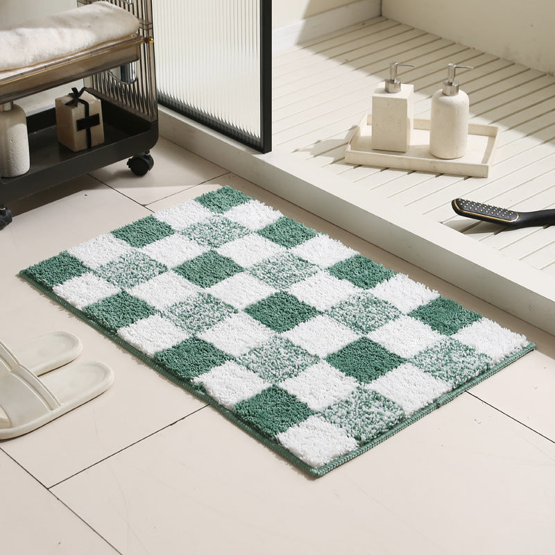 Plush Checkerboard Bath Mat