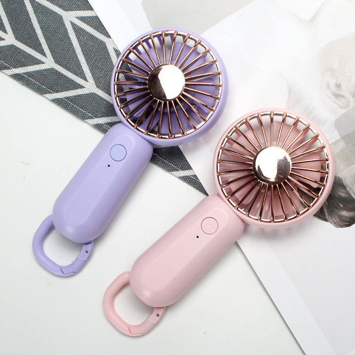 Women's compact portable handheld fan with rechargeable battery and carrying strap Bowlift