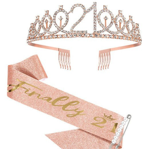 Ladies Sparkling Tiara with personalized 80th Birthday Inscription Bowlift