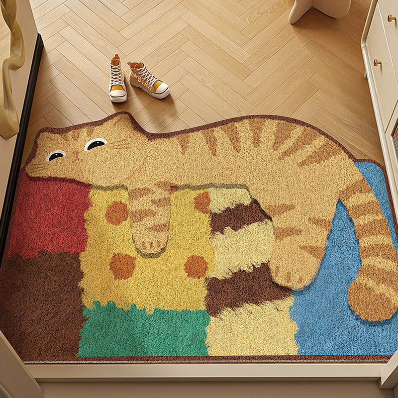 Playful Cat-Shaped Welcome Mat