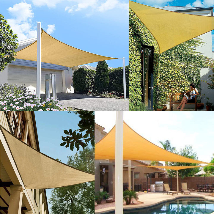 heavy-duty knitted UV protection rectangular sun shade sail with reinforced stainless steel D-ring anchors Bowlift