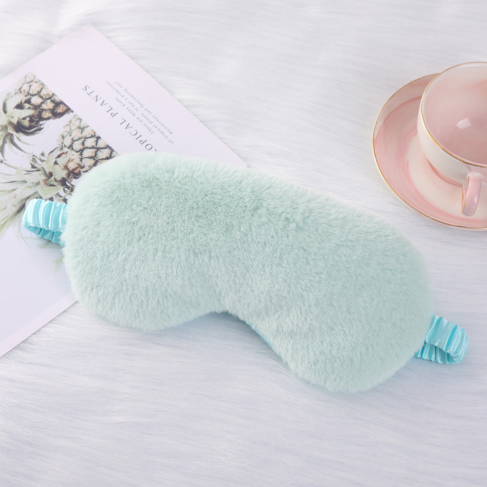 Women's cozy sleep mask made of plush with adjustable elastic band and lightproof inner lining Bowlift