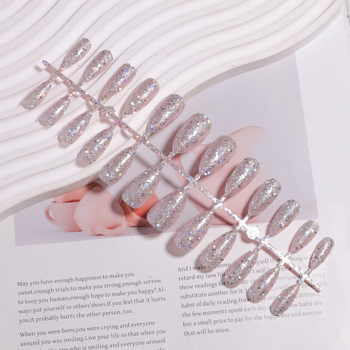 Sparkling Glittery Almond-Shape Press-On Nails Bowlift
