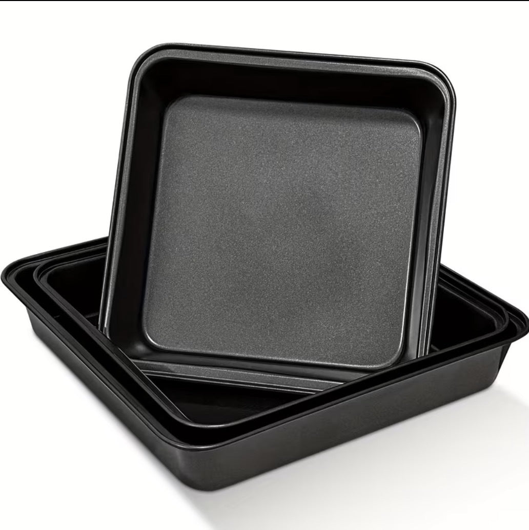 Three piece square cake pan set nonstick carbon steel bakeware Bowlift
