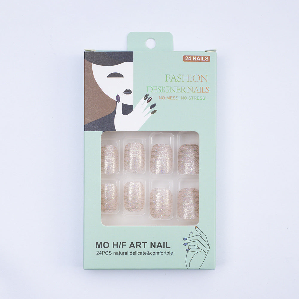 Artificial nails with elegant glitter design Bowlift