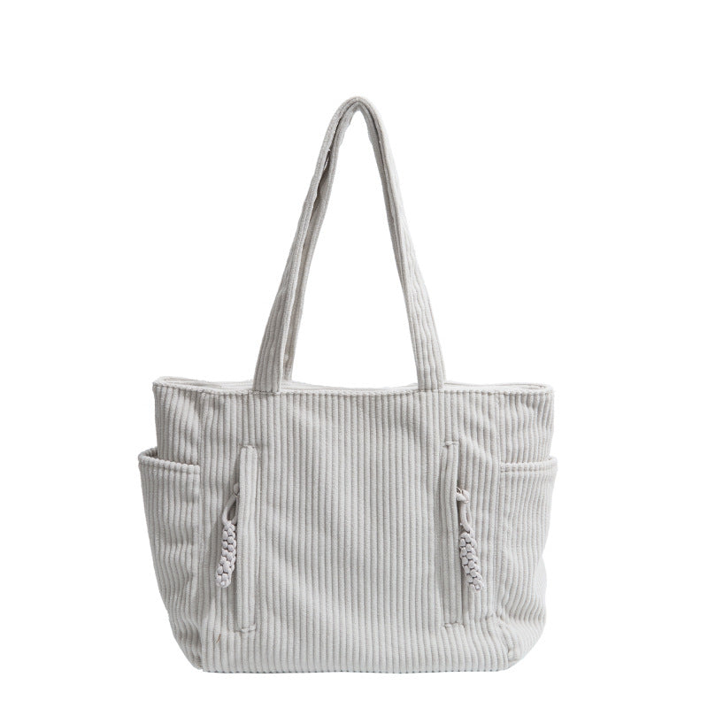 Corduroy Multi-Pocket Tote Bag Bowlift