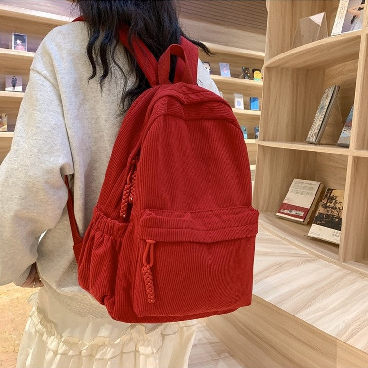 Textured Corduroy Backpack Bowlift