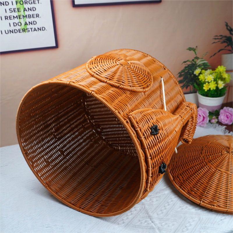 Elephant-Shaped Woven Storage Basket Bowlift