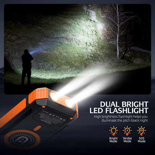 Portable Solar Power Bank with LED Light and Compass Bowlift