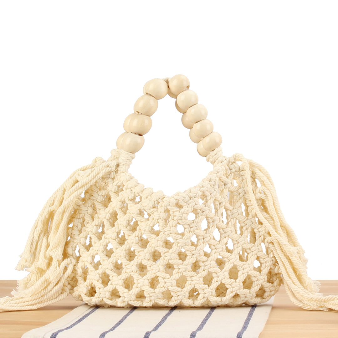 Handmade Macrame Bag with Wooden Handles Bowlift