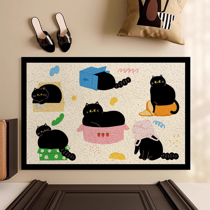 Playful Cat-Themed Decorative Mat Bowlift