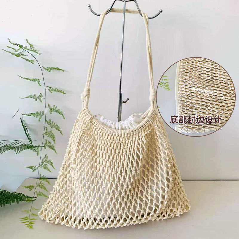 Mesh Beach Tote with Adjustable Drawstring Bowlift