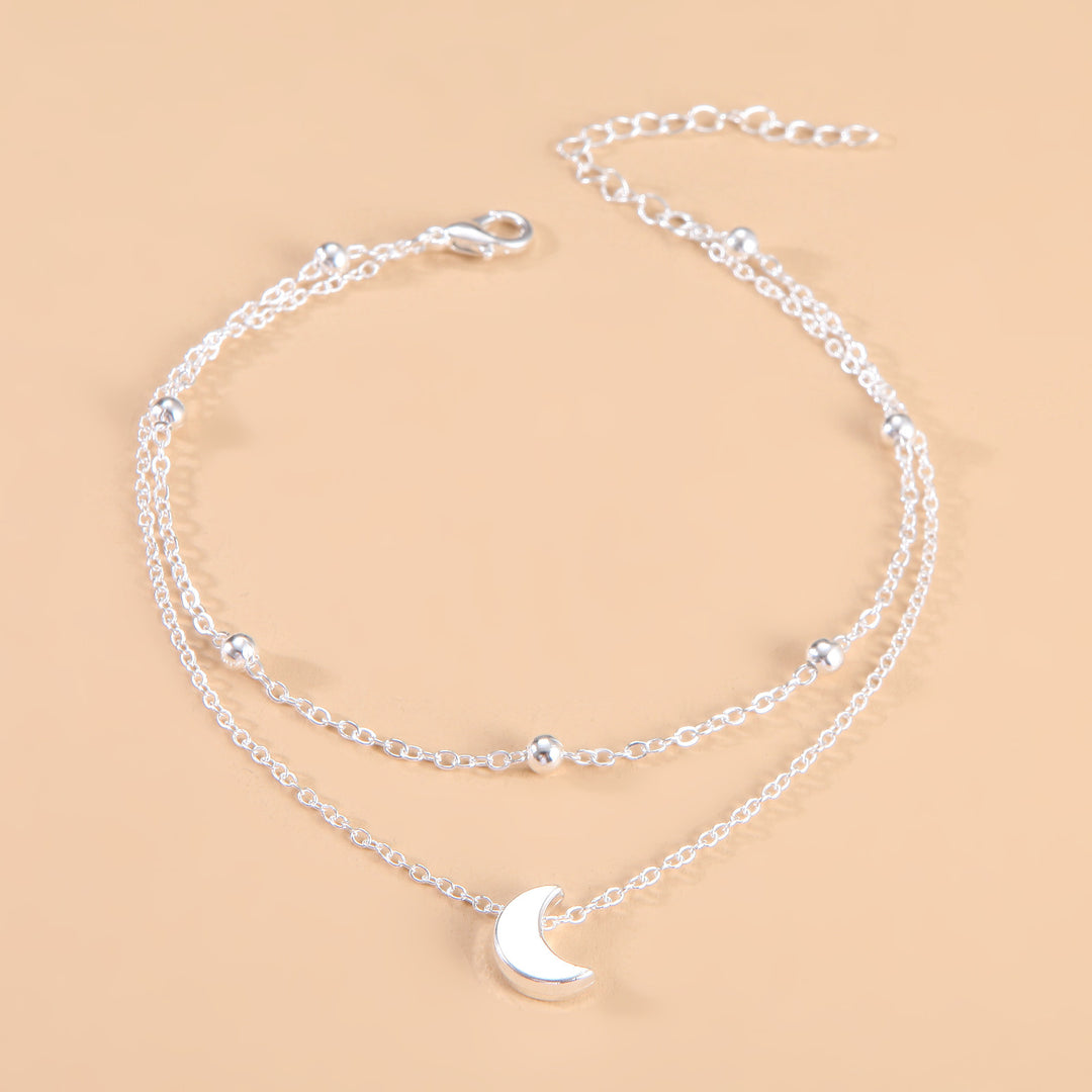 Double Layered Moon Charm Anklet Bowlift