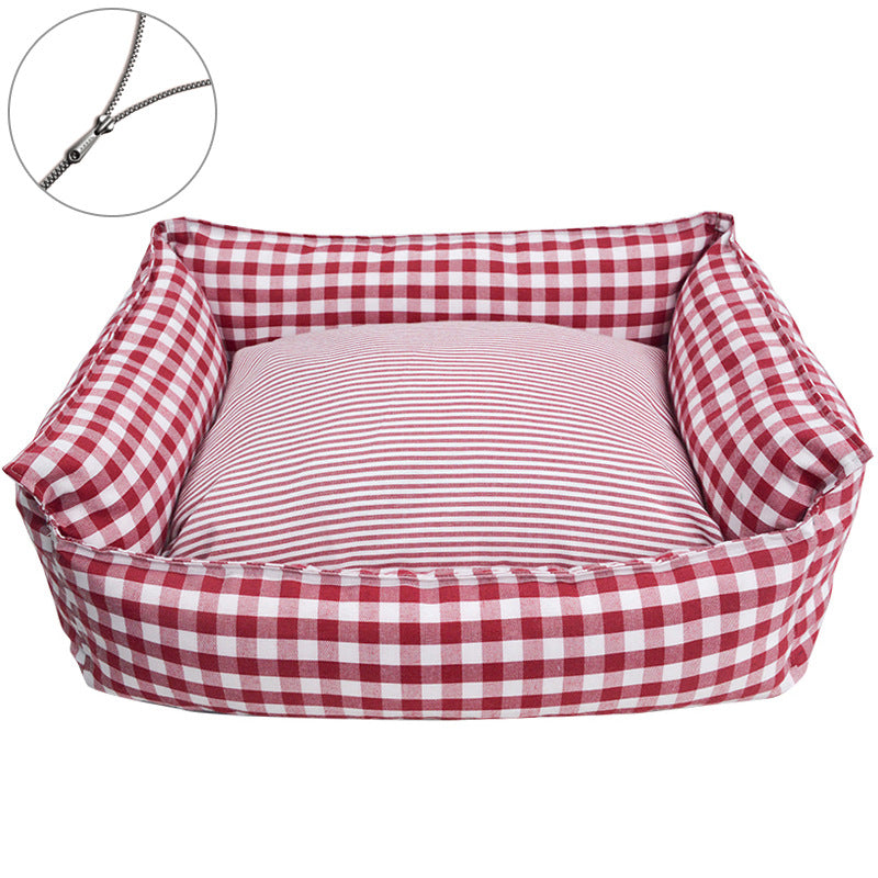 Cozy Gingham Dog Bed