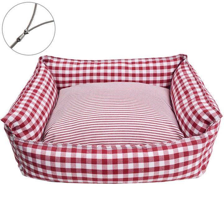 Cozy Gingham Dog Bed