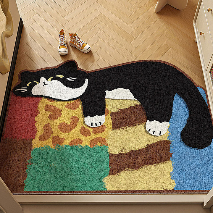 Playful Cat-Shaped Welcome Mat