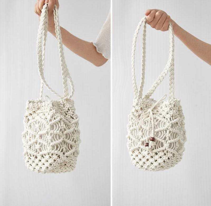 Hand-knit Macrame Shoulder Bag Bowlift