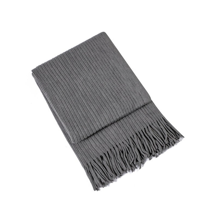 Luxurious Textured Knit Fringe Throw Blanket Bowlift