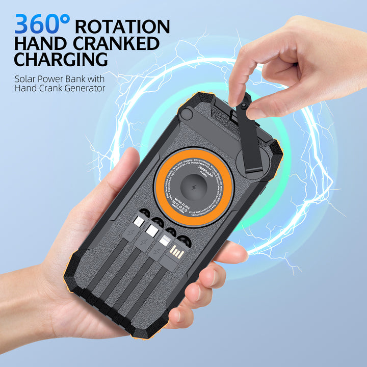 Outdoor Powerbank with solar charging function and integrated LED lamp Bowlift