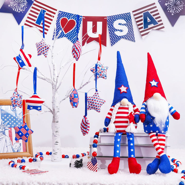 Unisex star-shaped hanging decoration made of soft felt with US flag pattern Bowlift