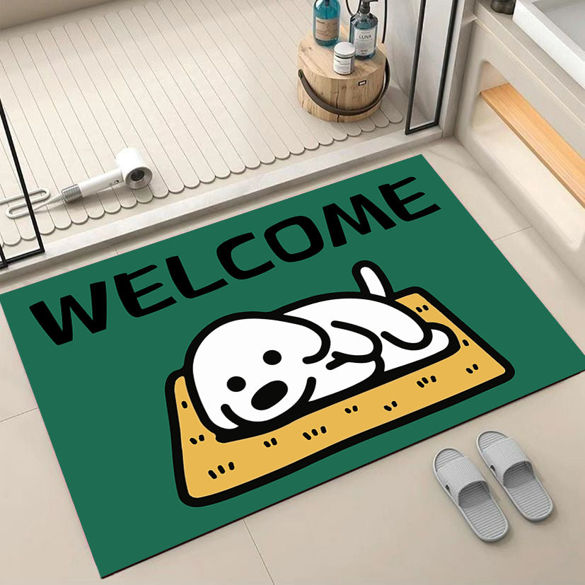 Cartoon Dog-Themed Welcome Mat Bowlift