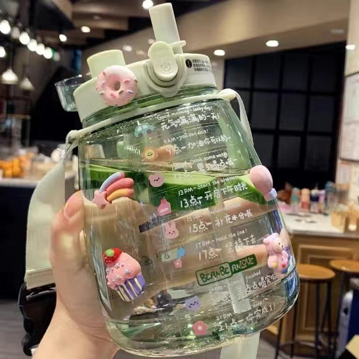 Women large motivational water bottle with leak-proof lid system Bowlift