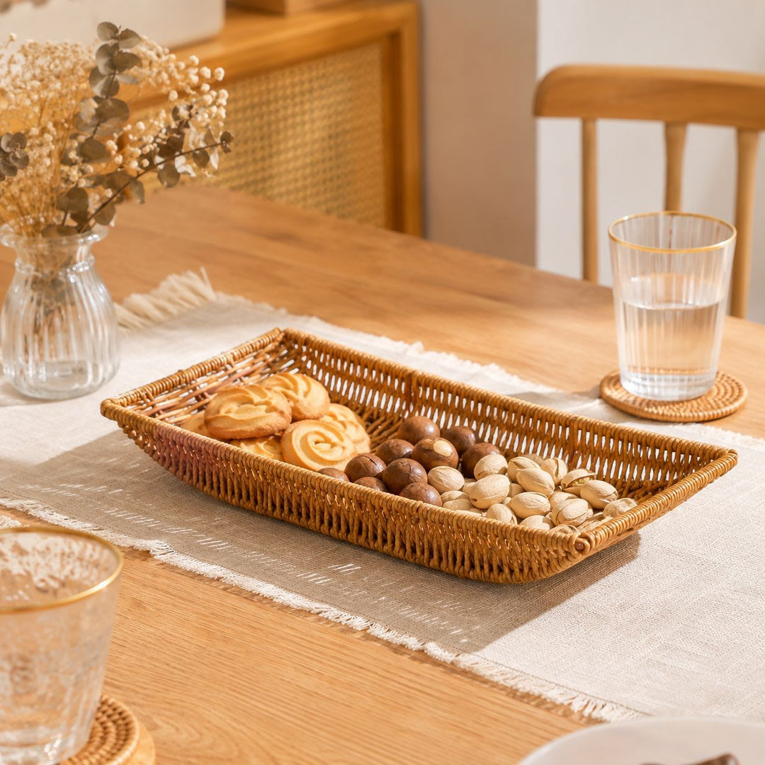 Natural Woven Rectangular Serving Tray Bowlift
