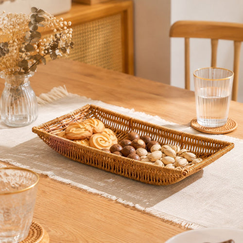 Natural Woven Rectangular Serving Tray Bowlift