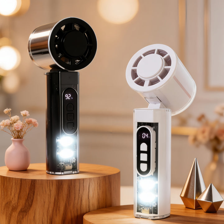 Ladies portable hand fan with USB connection and LED lighting Bowlift