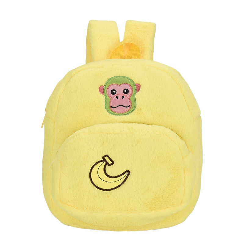 Plush children's backpack with cute monkey design Bowlift