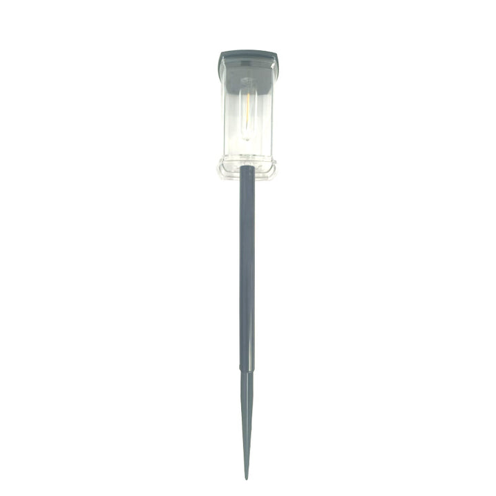 Solar stake lantern with integrated filament LED and weatherproof polycarbonate housing Bowlift