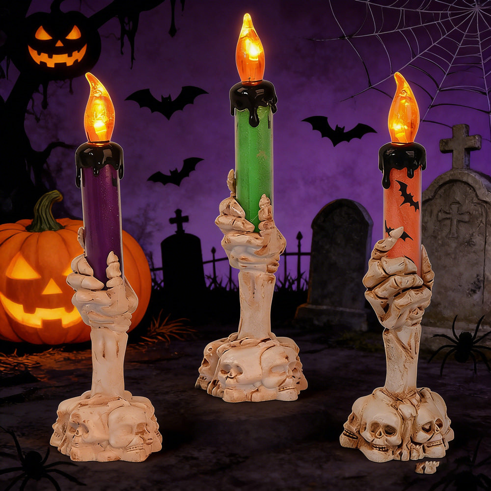 Spooky Candle Holder with Skeleton Hand Base Bowlift