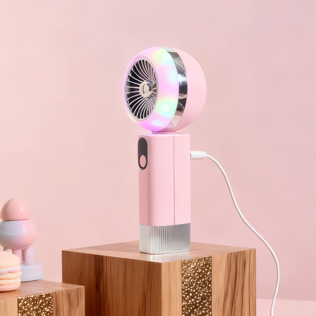 Ladies portable hand fan with LED display and stepless speed control Bowlift