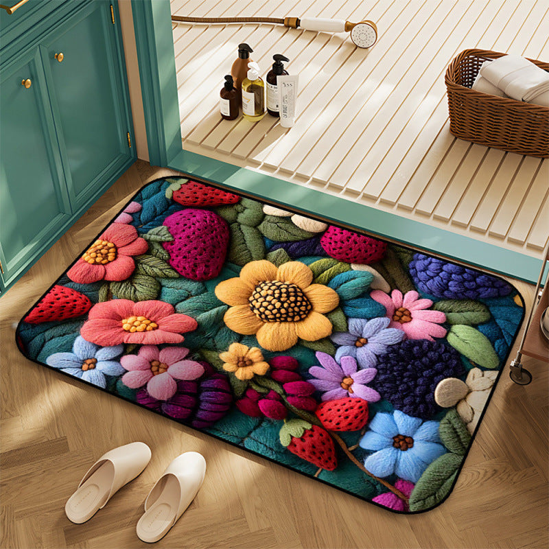Floral Embroidered Area Rug Bowlift