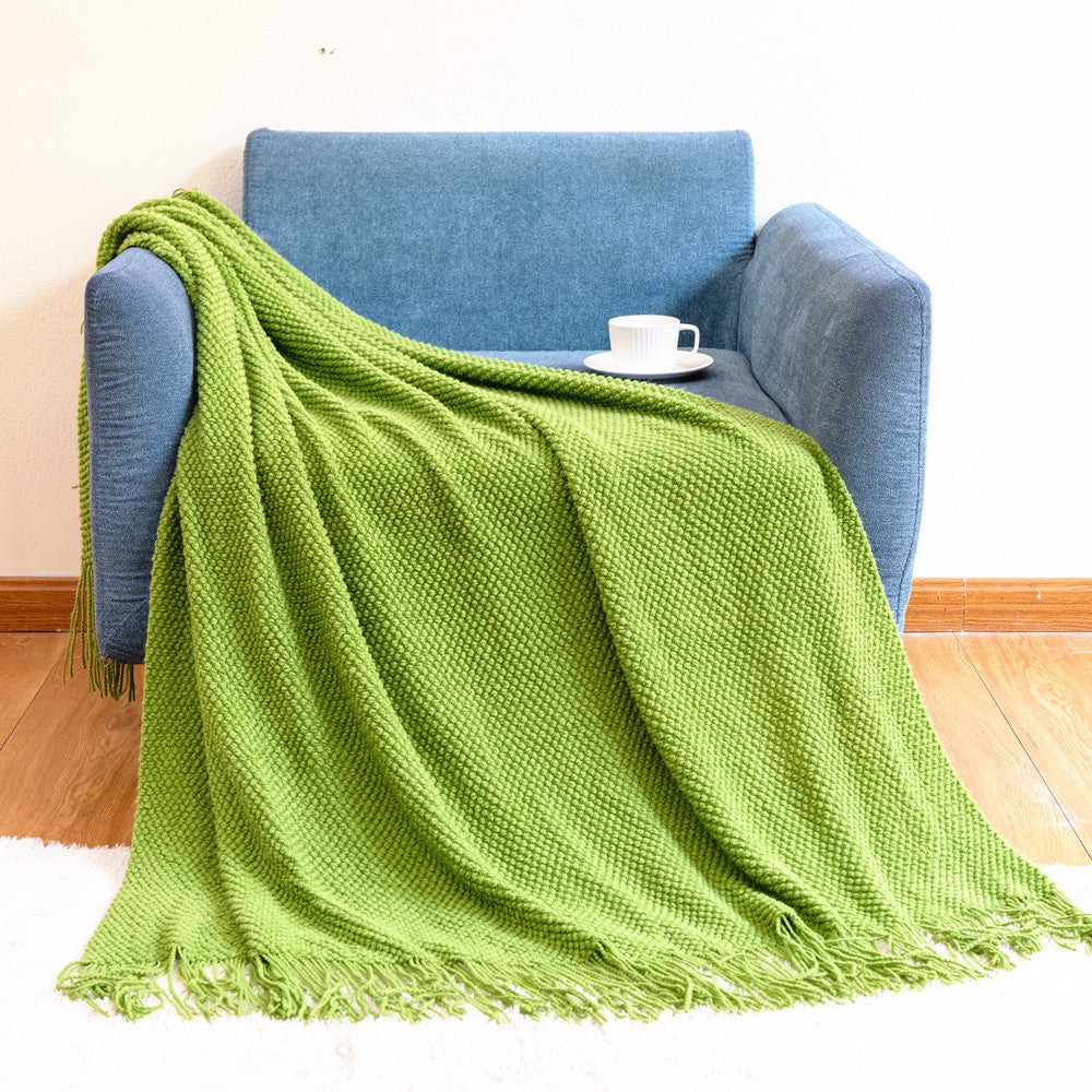 Textured Fringe Throw Blanket Bowlift