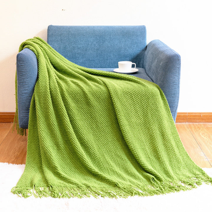 Textured Fringe Throw Blanket Bowlift