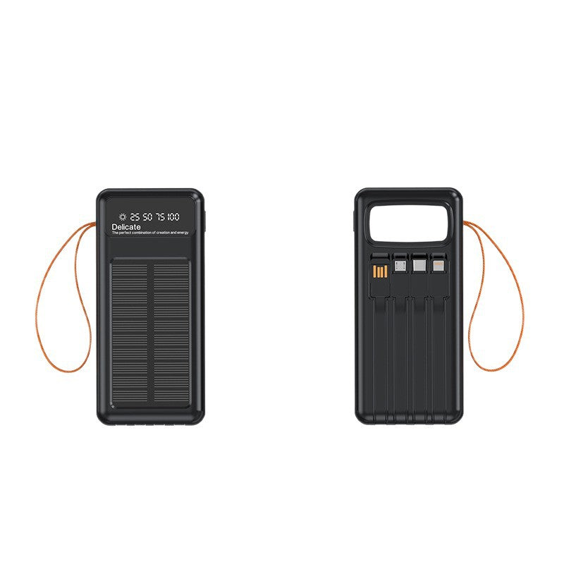 Solar Powerbank with Integrated Charging Cables and Digital Display Bowlift
