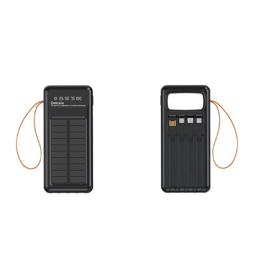 Solar Powerbank with Integrated Charging Cables and Digital Display Bowlift