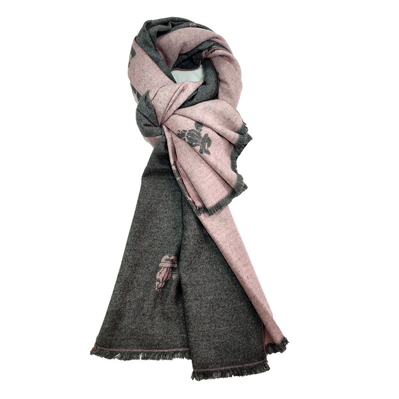 Women's Elegant and Warm Scarf with Modern Check Pattern Bowlift